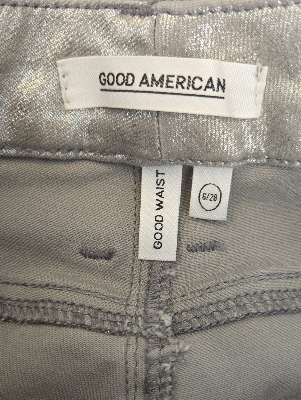 NEW Good American Silver Good Waist Coated Jeans - Picture 7 of 13